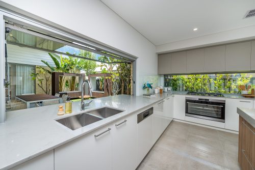Modern and neutral kitchen.